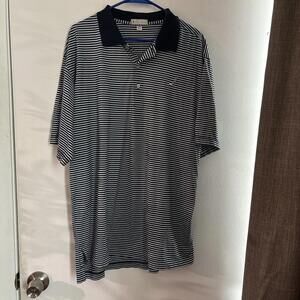 Peter Millar Mens Polo Golf Shirt Size XL Navy‎ Blue And White Cotton